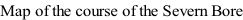 Map of the course of the Severn Bore
